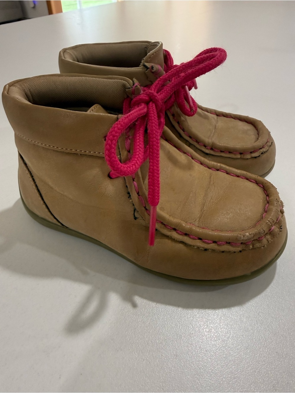 Twister Toddler Size 6 Tan Pink Moc Toe Chukka Shoes Boots